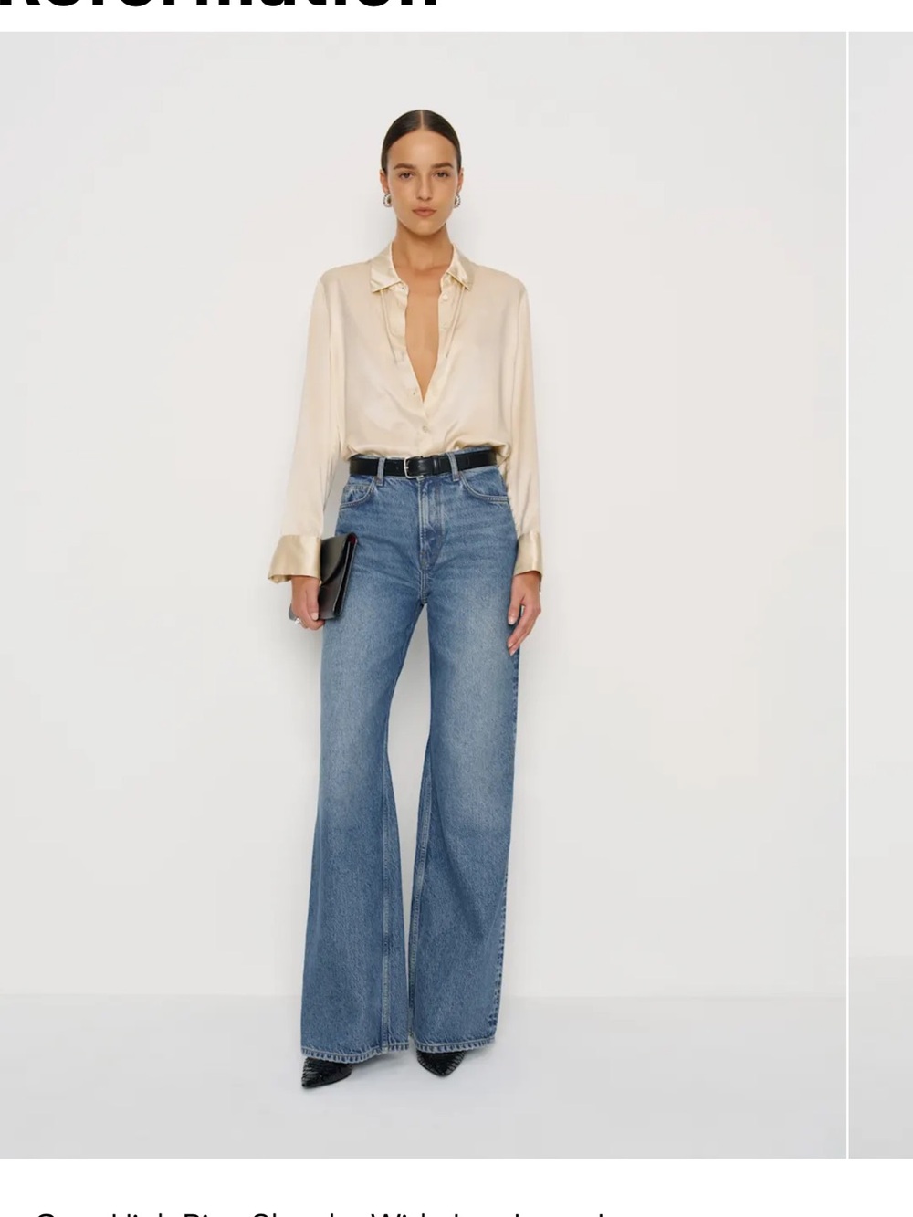 Wide-Leg High-Rise Women’s Jeans in Medium Blue
